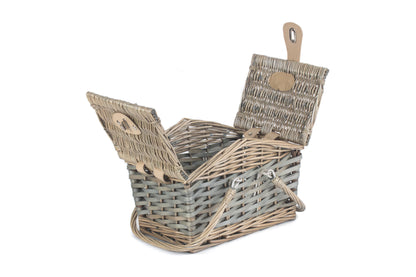 POPLAR ANTIQUE WASH SWING HANDLE HAMPER