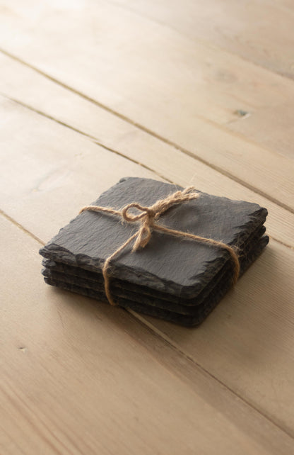 SQUARE SLATE COASTER SET 4