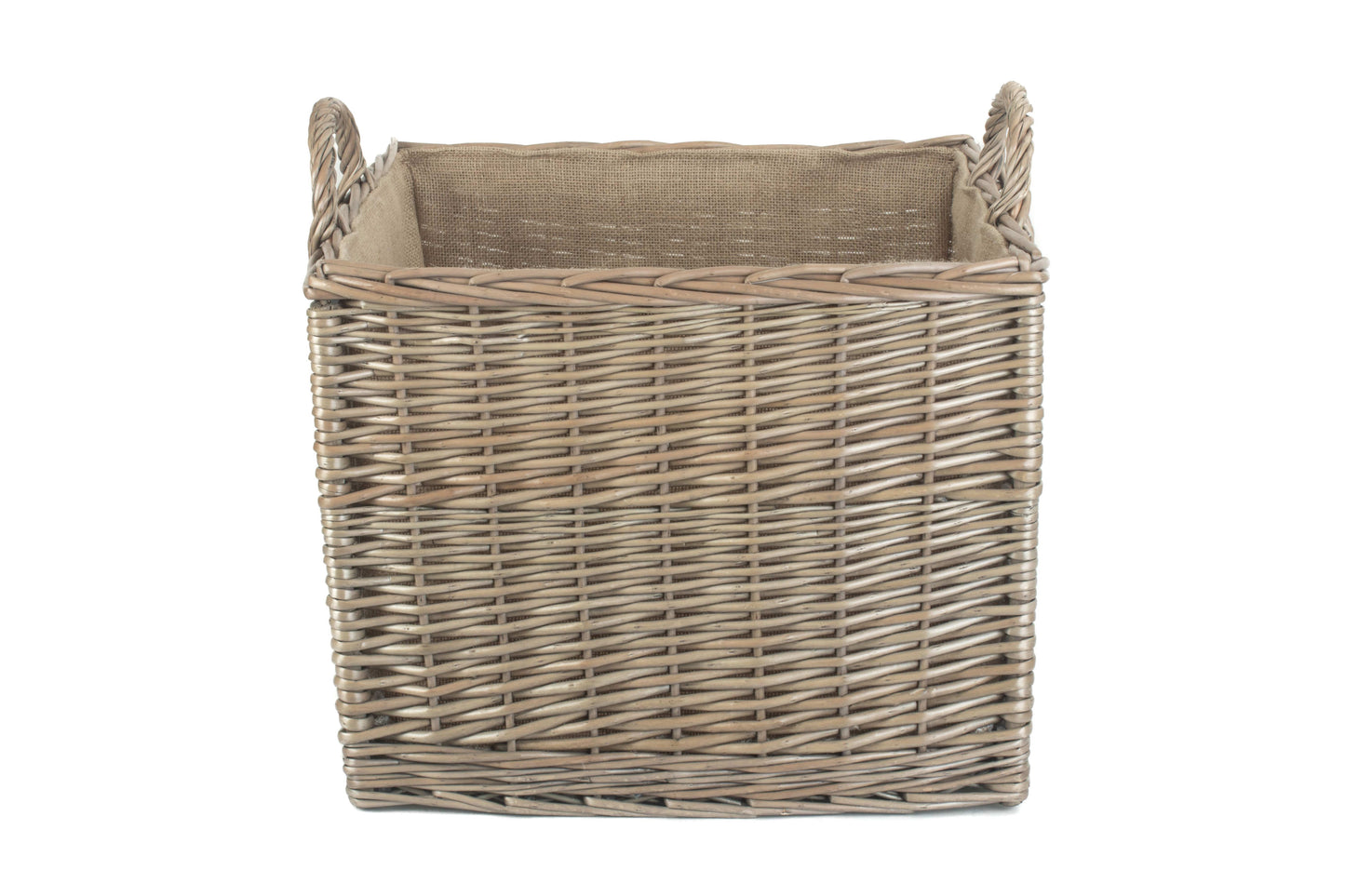 LARGE SQUARE LINED WICKER LOG / STORAGE BASKET