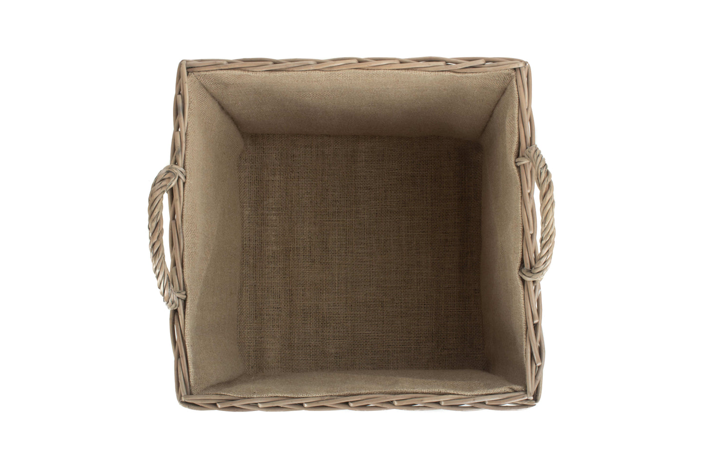 LARGE SQUARE LINED WICKER LOG / STORAGE BASKET