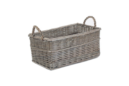 SMALL SHALLOW ANTIQUE WASH STORAGE BASKET