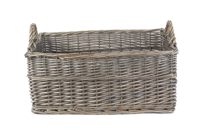 LARGE SHALLOW ANTIQUE WASH STORAGE BASKET