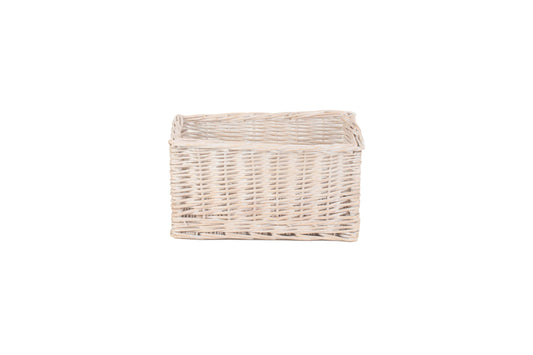 SMALL WHITE WASH STORAGE BASKET
