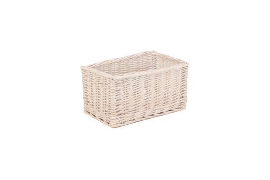 SMALL WHITE WASH STORAGE BASKET