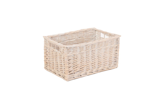 MEDIUM WHITE WASH STORAGE BASKET