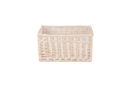 MEDIUM WHITE WASH STORAGE BASKET