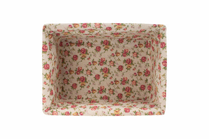 EXTRA LARGE WHITE WASH STORAGE BASKET with GARDEN ROSE LINING