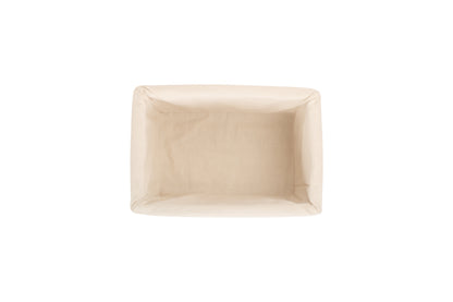 MEDIUM WHITE WASH STORAGE BASKET with WHITE LINING