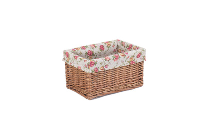 SMALL DOUBLE STEAMED STORAGE BASKETS with GARDEN ROSE LINING