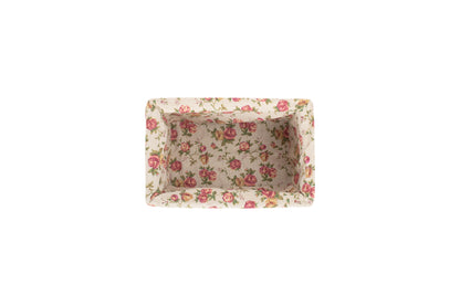 SMALL ANTIQUE WASH STORAGE BASKET with GARDEN ROSE LINING