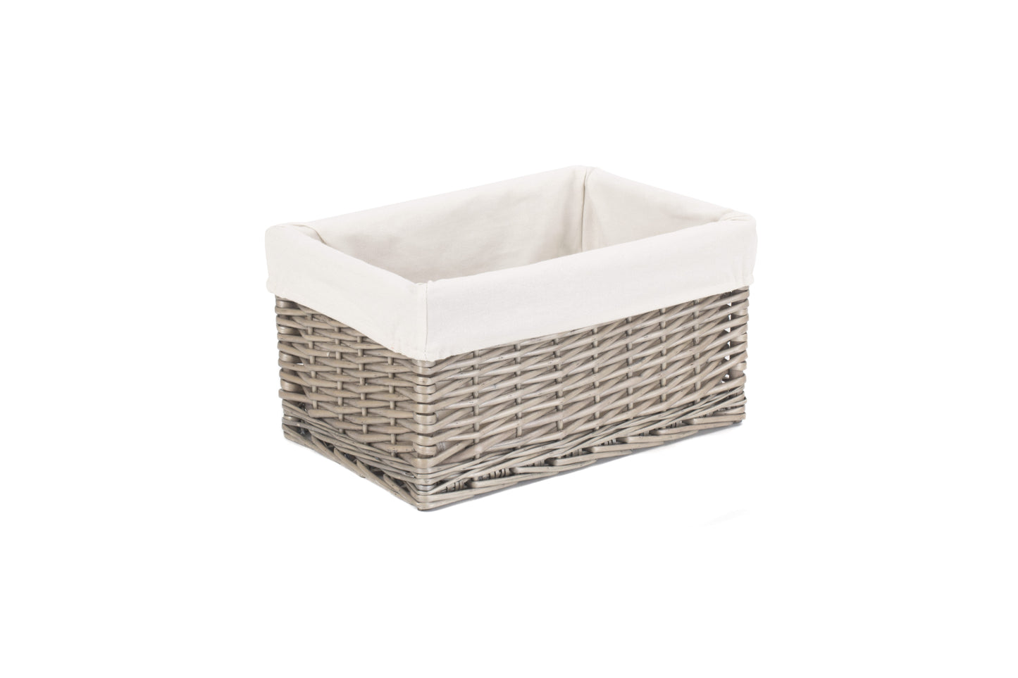MEDIUM ANTIQUE WASH STORAGE BASKET with WHITE LINING