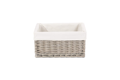 MEDIUM ANTIQUE WASH STORAGE BASKET with WHITE LINING