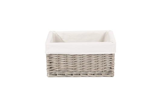 MEDIUM ANTIQUE WASH STORAGE BASKET with WHITE LINING