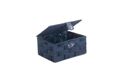 SMALL BLUE PAPER ROPE HAMPER