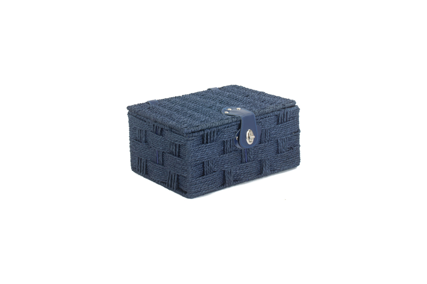 SMALL BLUE PAPER ROPE HAMPER