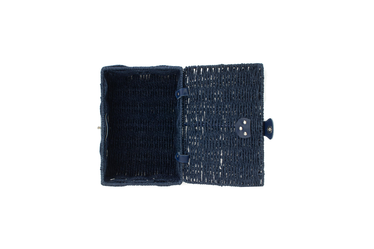 SMALL BLUE PAPER ROPE HAMPER
