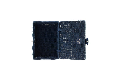 SMALL BLUE PAPER ROPE HAMPER