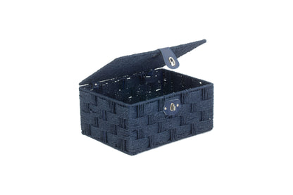 MEDIUM BLUE PAPER ROPE HAMPER
