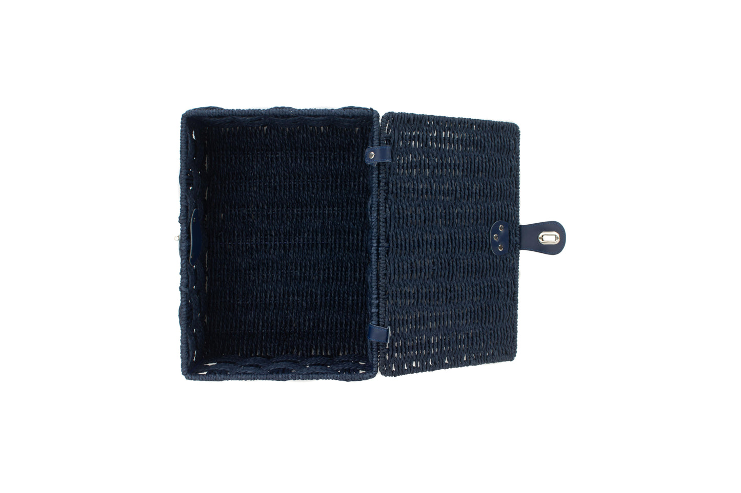 MEDIUM BLUE PAPER ROPE HAMPER