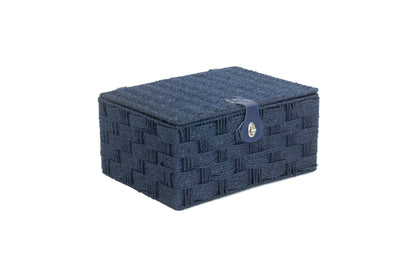 LARGE BLUE PAPER ROPE HAMPER