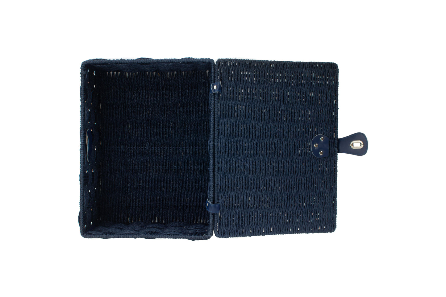LARGE BLUE PAPER ROPE HAMPER