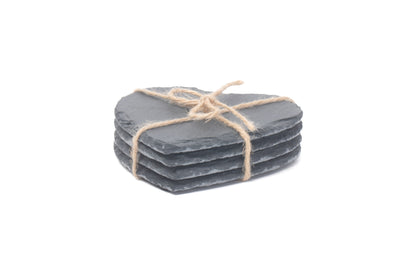 HEART-SHAPED SLATE COASTER SET 4