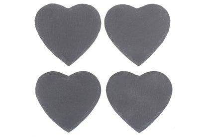 HEART-SHAPED SLATE COASTER SET 4