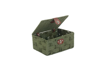 SMALL FOREST GREEN PAPER ROPE HAMPER