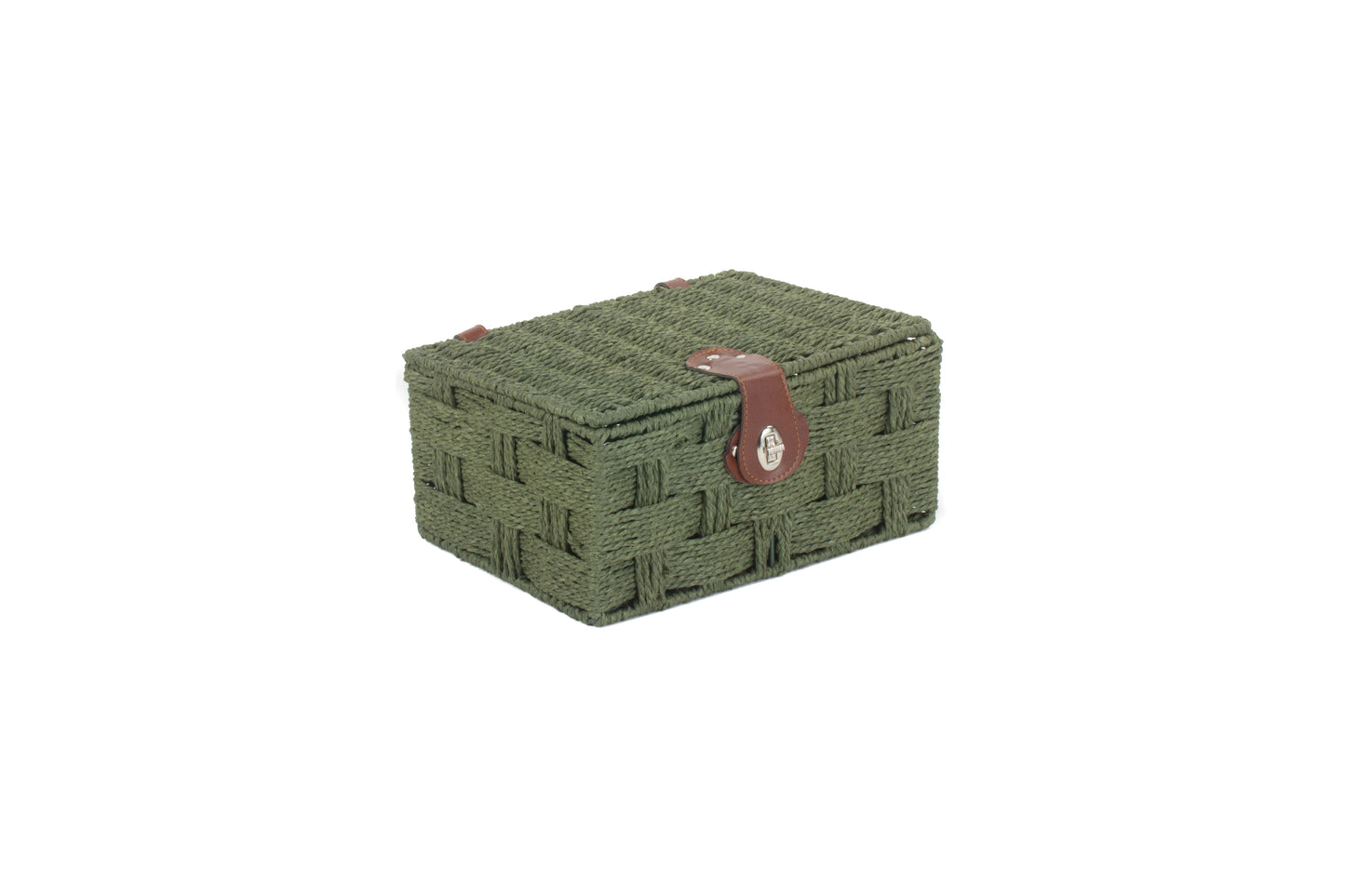 SMALL FOREST GREEN PAPER ROPE HAMPER