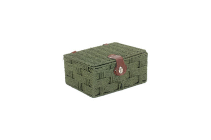 SMALL FOREST GREEN PAPER ROPE HAMPER