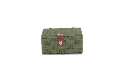 SMALL FOREST GREEN PAPER ROPE HAMPER