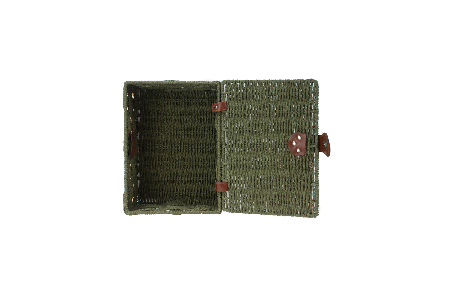 SMALL FOREST GREEN PAPER ROPE HAMPER