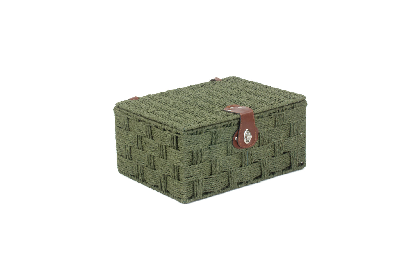 MEDIUM FOREST GREEN PAPER ROPE HAMPER