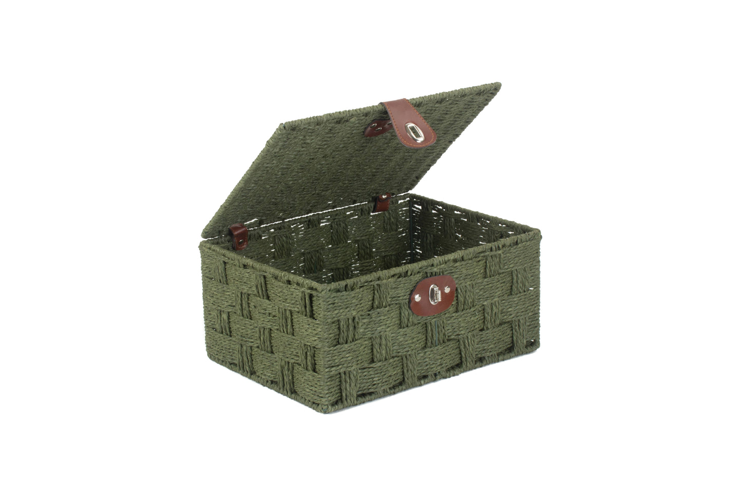 MEDIUM FOREST GREEN PAPER ROPE HAMPER