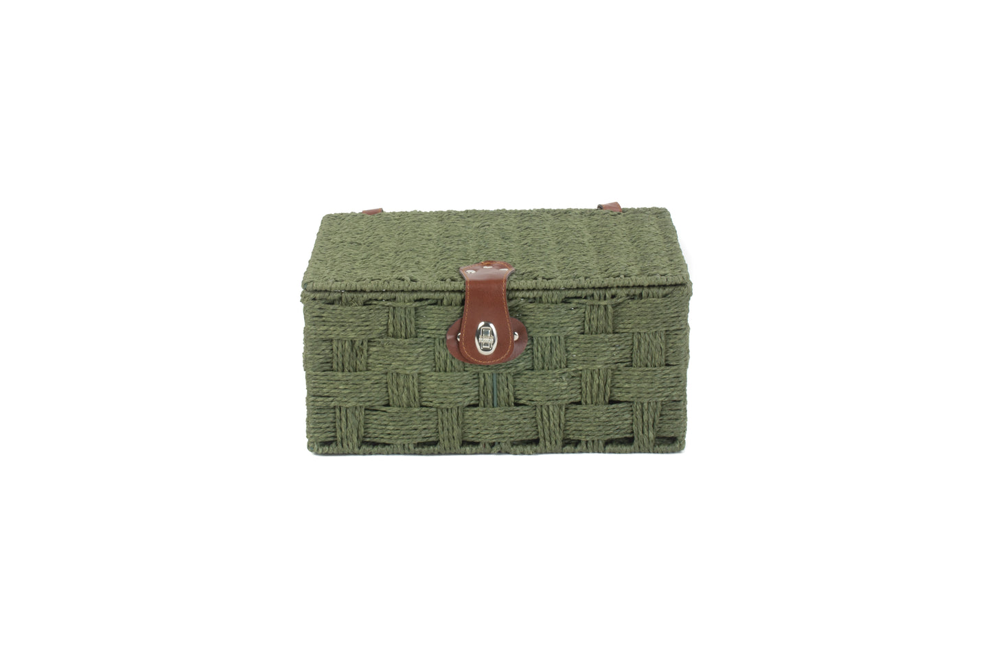 MEDIUM FOREST GREEN PAPER ROPE HAMPER