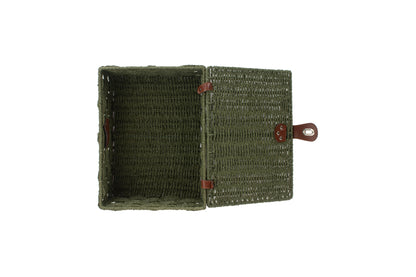 MEDIUM FOREST GREEN PAPER ROPE HAMPER