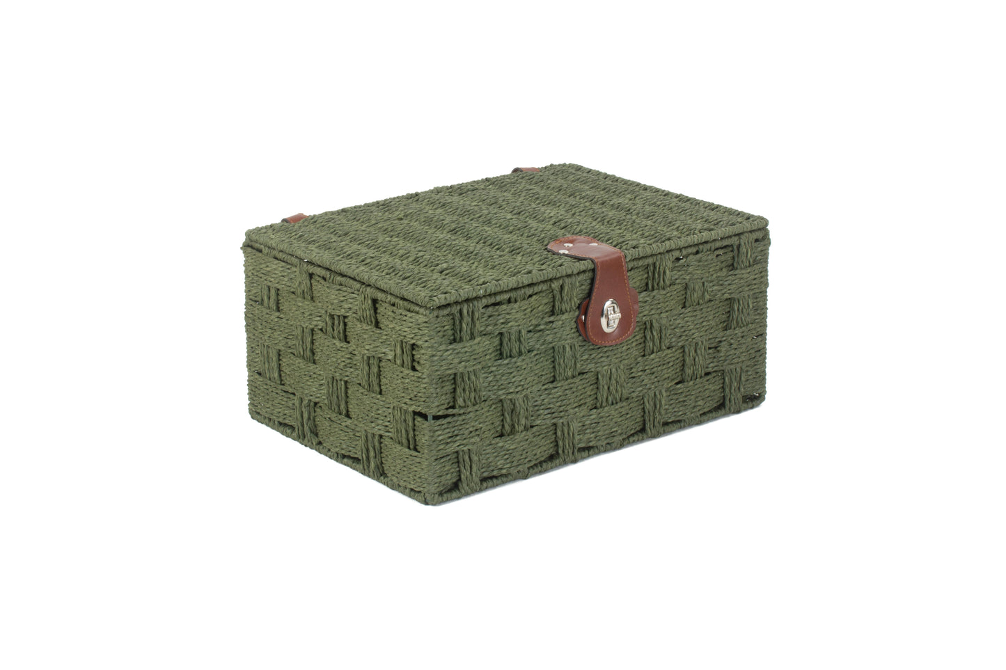 LARGE FOREST GREEN PAPER ROPE HAMPER