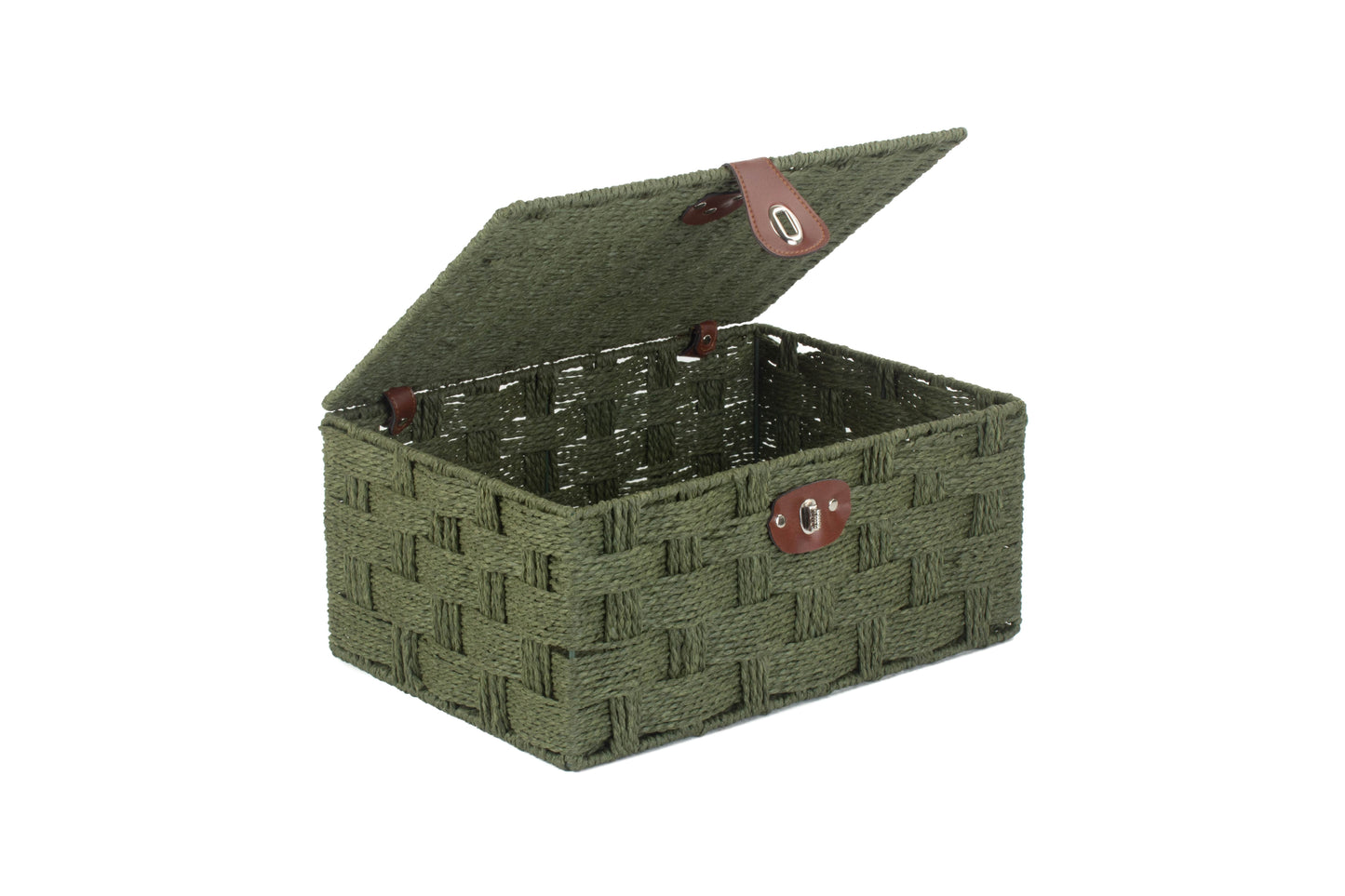 LARGE FOREST GREEN PAPER ROPE HAMPER