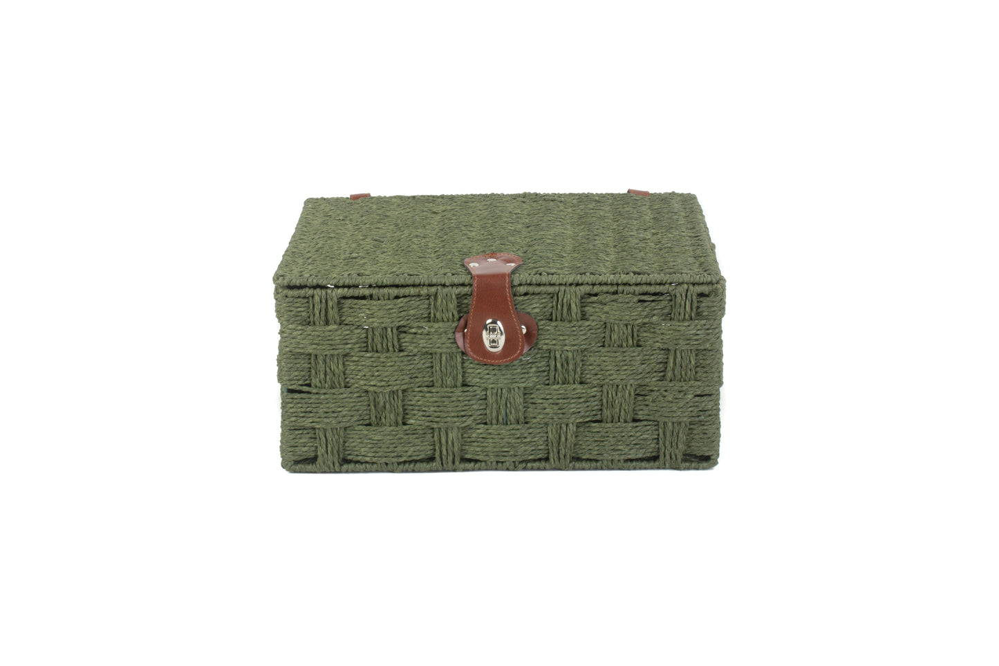 LARGE FOREST GREEN PAPER ROPE HAMPER
