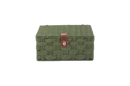 LARGE FOREST GREEN PAPER ROPE HAMPER