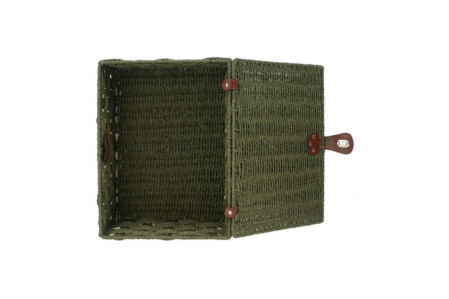 LARGE FOREST GREEN PAPER ROPE HAMPER