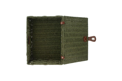LARGE FOREST GREEN PAPER ROPE HAMPER
