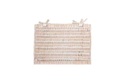 LARGE WHITE WASH FINISH STORAGE HAMPER with WHITE LINING