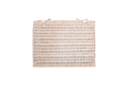 EXTRA LARGE WHITE WASH FINISH STORAGE HAMPER with WHITE LINING