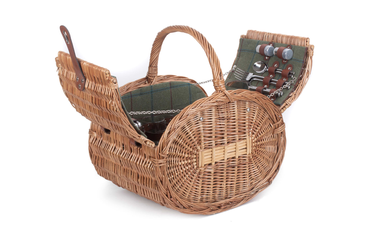 OVAL 4 PERSON GREEN TWEED HAMPER