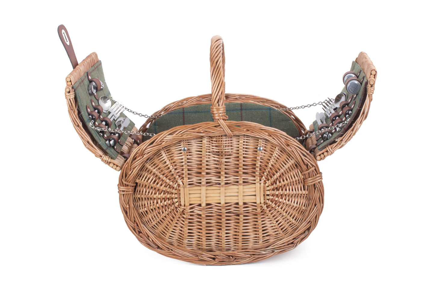OVAL 4 PERSON GREEN TWEED HAMPER
