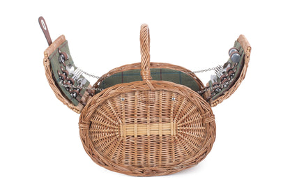 OVAL 4 PERSON GREEN TWEED HAMPER
