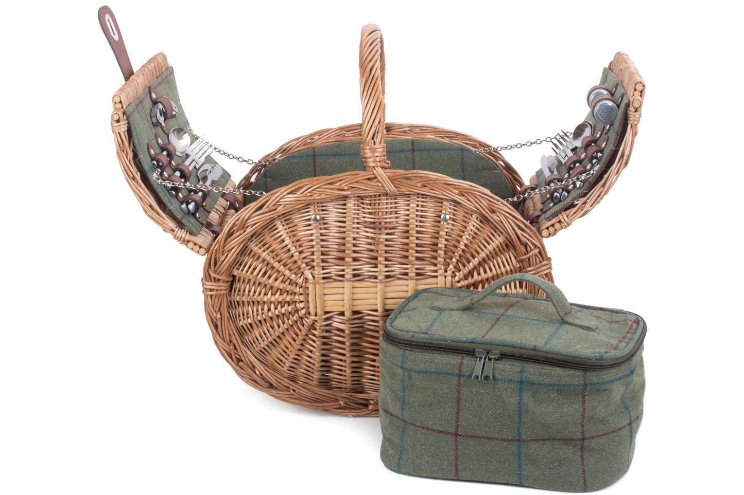 OVAL 4 PERSON GREEN TWEED HAMPER