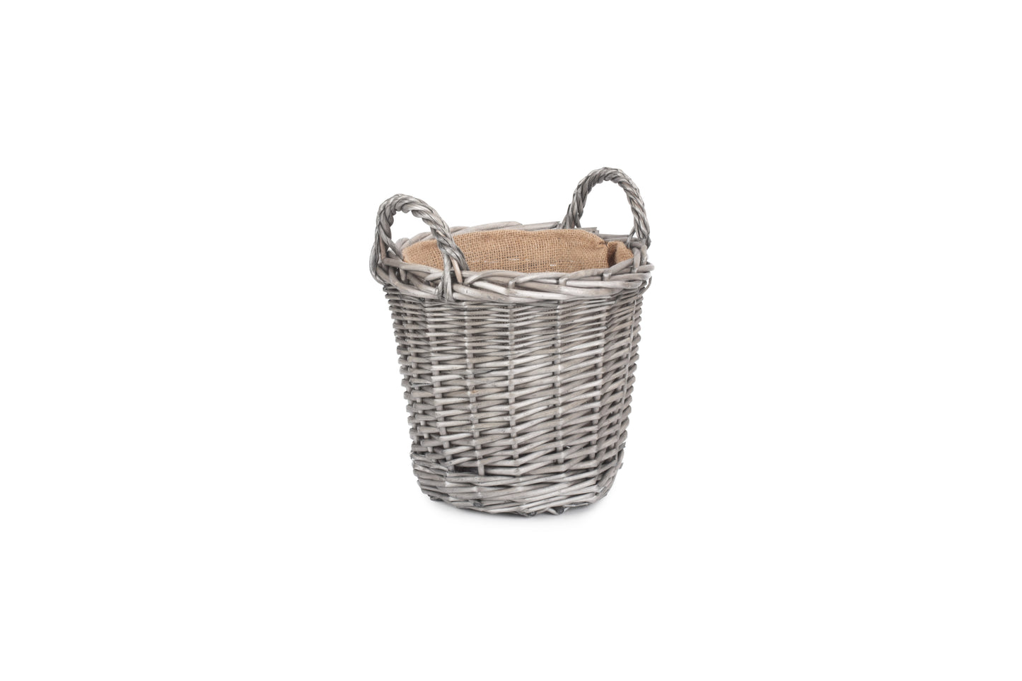SMALL ROUND LINED WICKER PLANTER BASKET