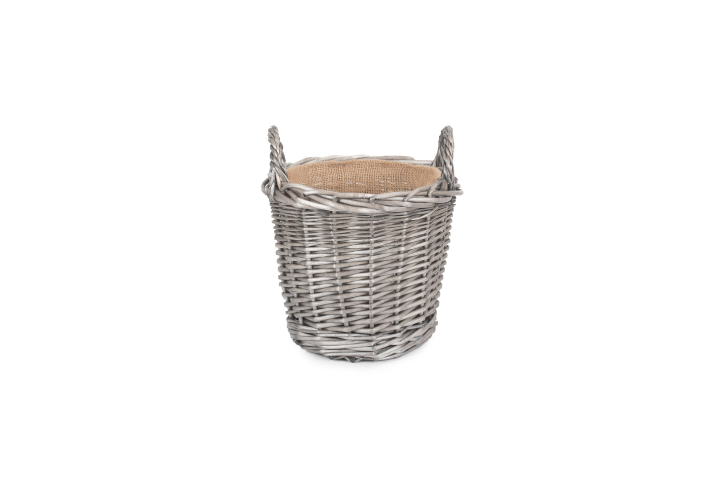 SMALL ROUND LINED WICKER PLANTER BASKET